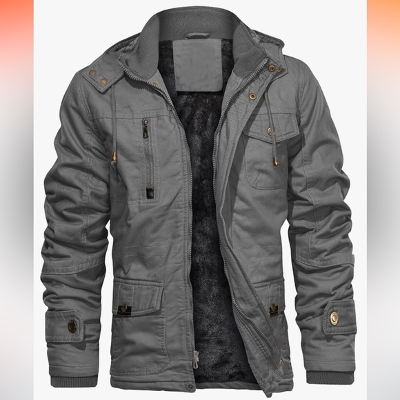 CHEXPEL Dikke winterjassen voor heren met capuchon fleece voering katoen militaire jassen werkjassen met cargozakken Bovenkleding, S